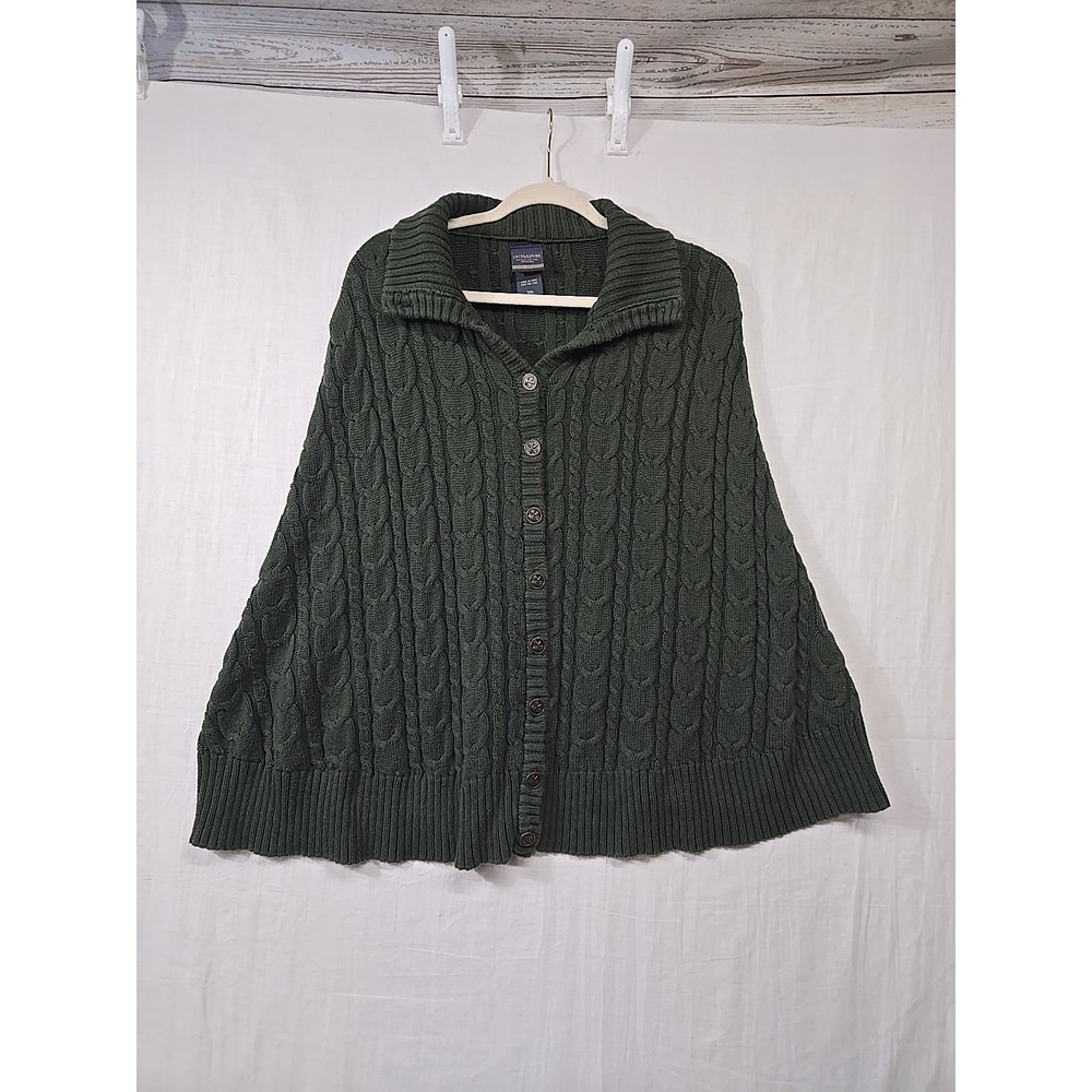 Outlander Cable Knit Cape Women's Size S/M Small/Medium Hot Topic Green Button